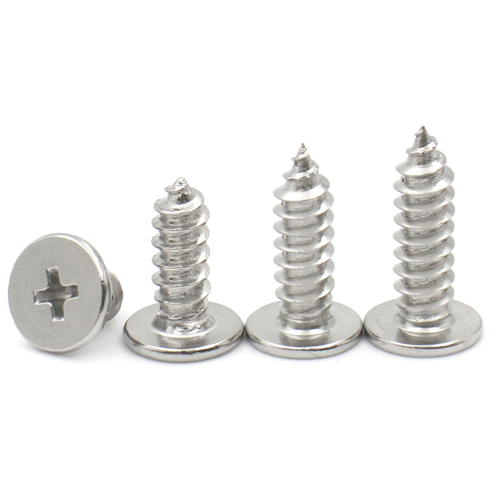 50/10 M2 M2.6 M3 M3.5 M4 M5 M6 CM 304 A2 Stainless Steel Cross Phillips Super Ultra Thin Flat Wafer Head Self-tapping Wood Screw