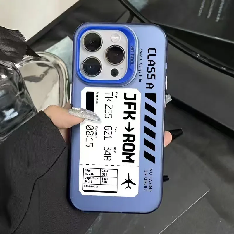 INS Design JFK ROM الصعود تمرير تذكرة جراب هاتف آيفون 16 11 XS X XR 13 12 14 15 برو ماكس 7 8 Plus SE غطاء