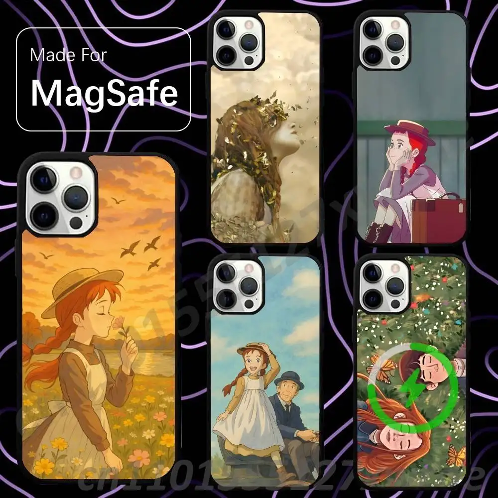 Anne Of Green G-Gables For Magsafe Wireless Charger Case For iPhone 15,16,17,13,14,11,12,Pro,Max,Plus,E,Air,Mini Magnetic