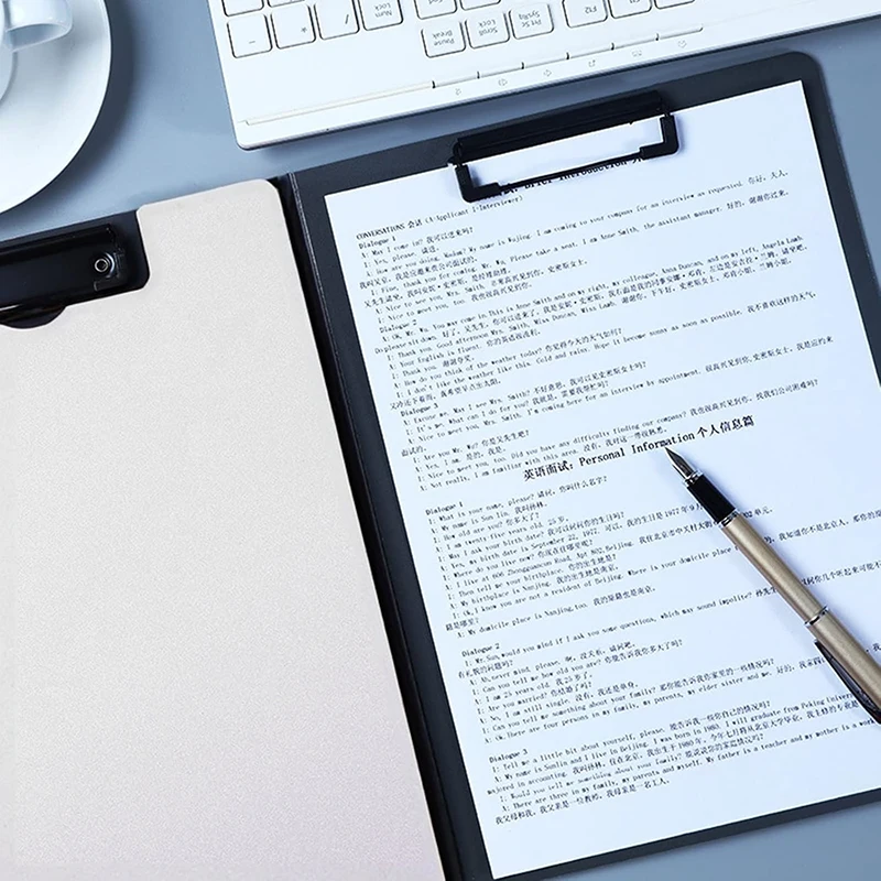 Vertical Stand Clipboard A4 File Folder, Office Supplies, Student Writing Pad, Meeting Notes Holder with Pen Clip Design