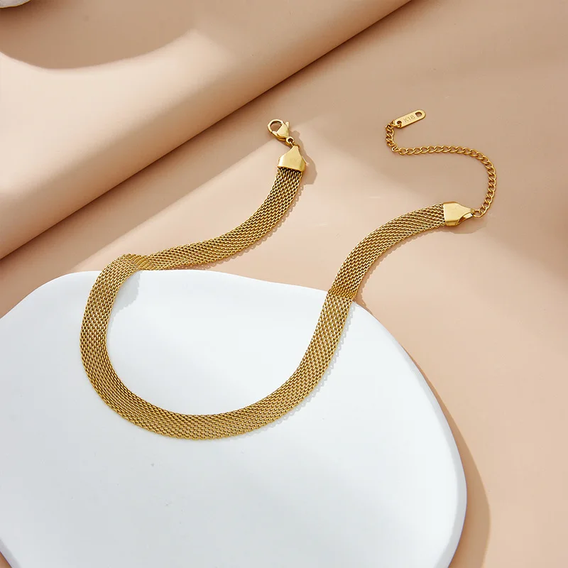 316L Stainless Steel New Fashion Fine Jewelry Minimalist 8MM Charm Snake Bone Reseau Chain Choker Necklaces Bracelets For Women