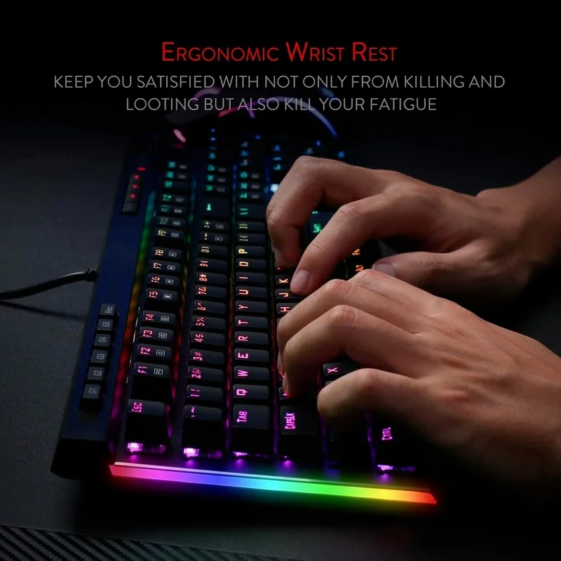 Redragon K580 VATA RGB 104 Keys LED USB Backlit Mechanical Gaming Wired Backlight Computer Keyboard Anti-ghosting with Macro Key