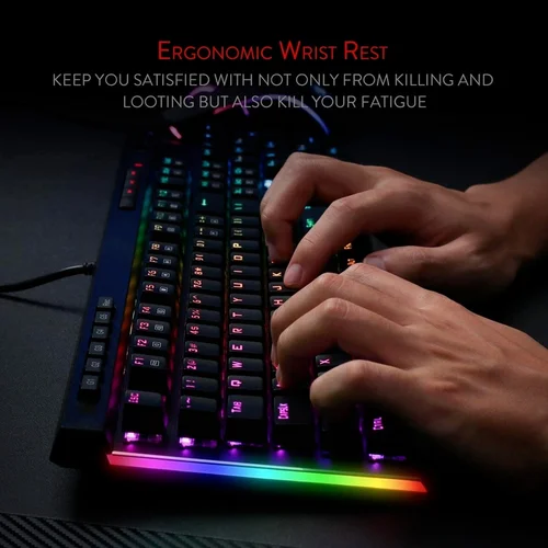 Imagen 2 del producto Redragon K580 VATA RGB 104 teclas LED USB retroiluminado mecánico para juegos retroiluminación con cable teclado de ordenador Anti-ghosting con tecla Macro