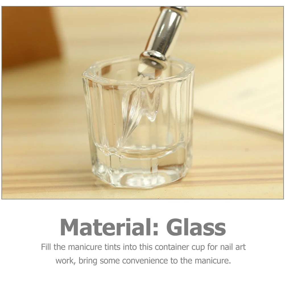 

8Pcs Manicure Liquid Cup Reusable Glass Nail Art Container Multi-Functional for Nail Powder Mixing Glass Manicure Cup