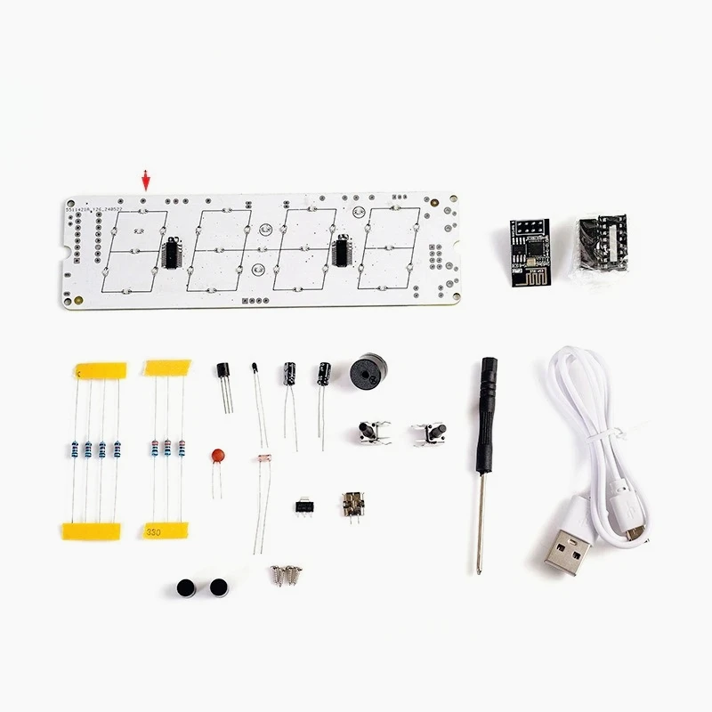 

WIFI electronic clock DIY kit, network automatic timing colorful LED electronic alarm clock welding practice spare parts