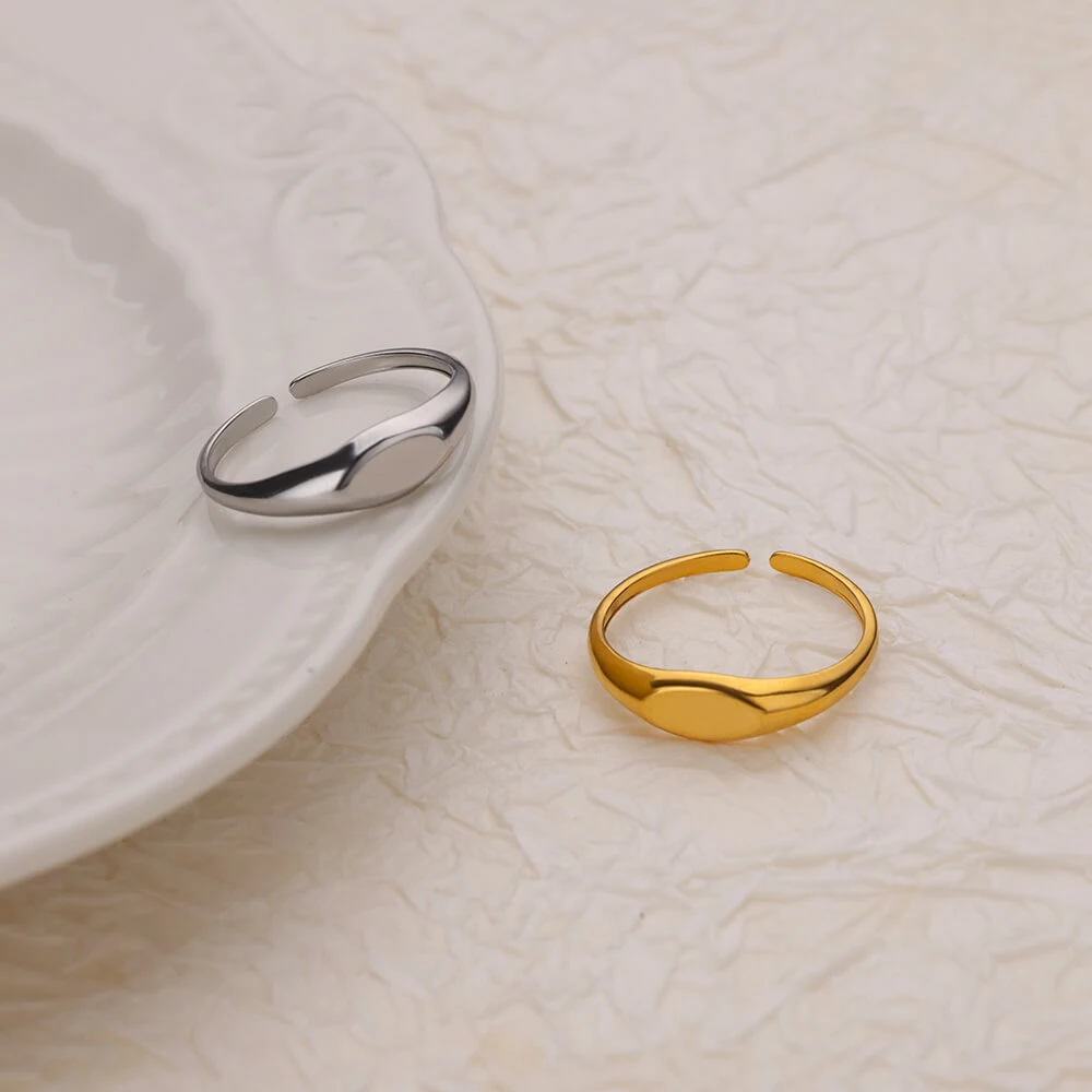 Stainless Steel Rings For Women Men Gold Color Simple Open Ring Female Male Wedding Party Finger Jewelry Gift 2024 New Trend image 6