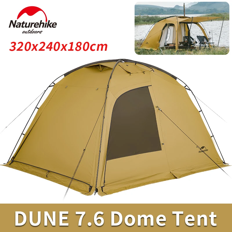 

Naturehike DUNE 7.6 Кемпинговая палатка 4 сезона для 2-4 человек Водонепроницаемая ветрозащитная 1 комната 1 Холл Открытая большая модифицированная купольная палатка