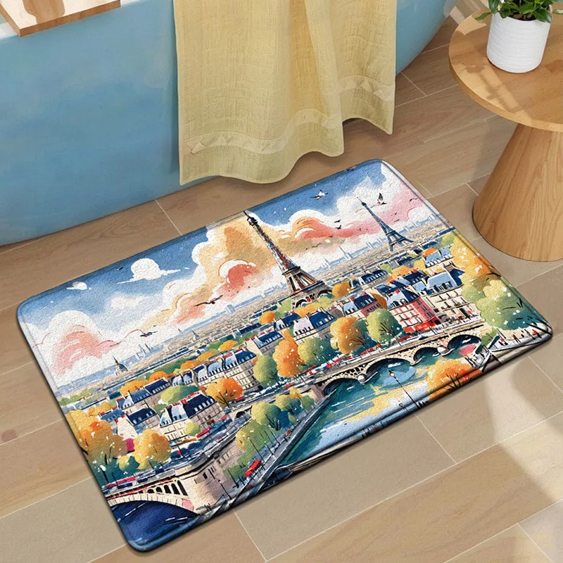 Vintage Sydney Opera House City Landscape Diatomaceous Bath Mat, No Fluff Quick Water Absorbent Bathroom Floor Rug, Non Slip Fas
