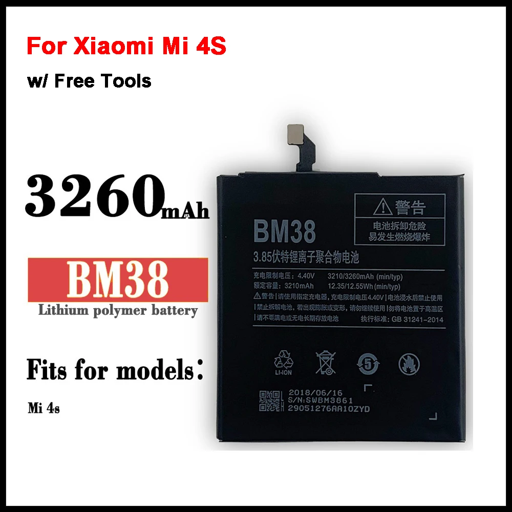 3260 mAh Phone Battery BM38 for Xiaomi Mi 4S High Quality Replacement Bateria Rechargeable Batteries Mobile