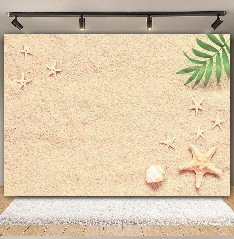 Summer Beach Sand Backdrop Photography Tropical Hawaii Seaside Starfish Shell Baby Birthday Holiday Party Background Photo Props