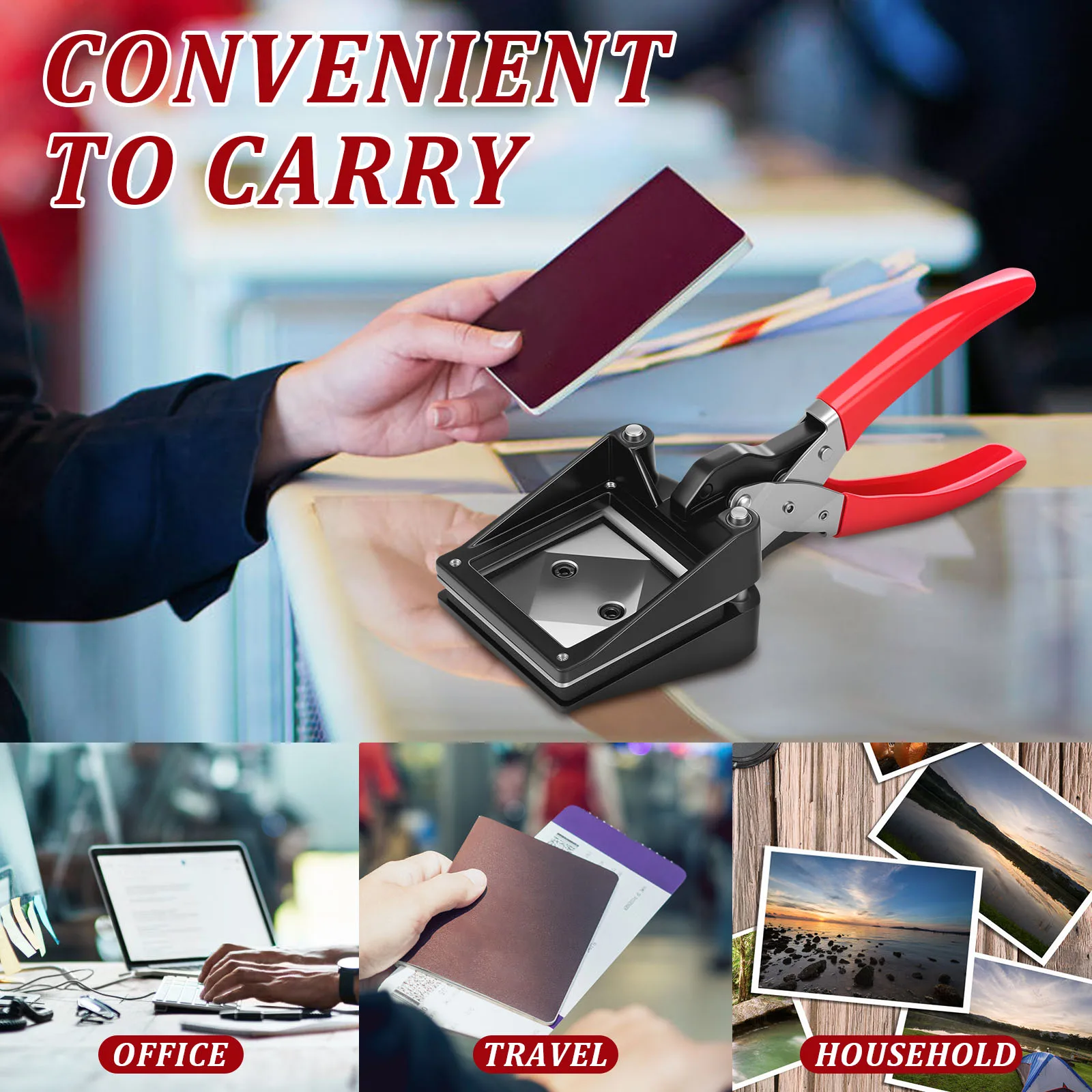 Hand Held Metal Photo ID Die Cutter Office Punch Picture Cutter Versatile Passport ID License Photo Rectangle Cutting Tools