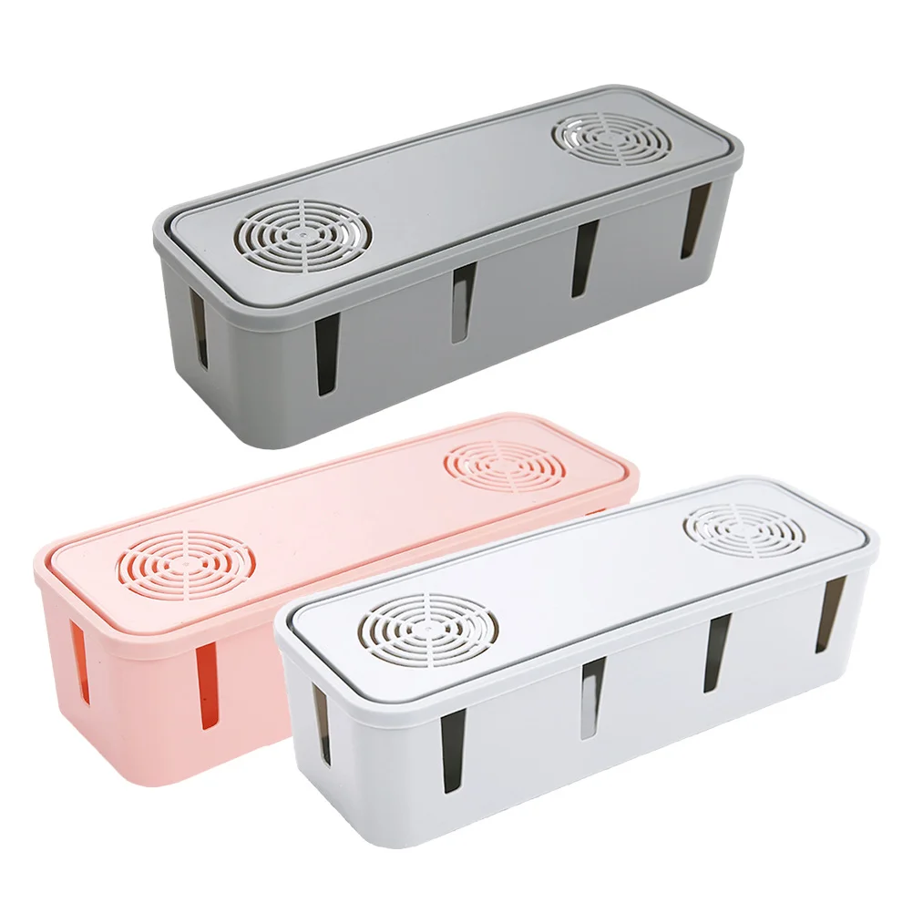 3Pcs Cable Organizer Box Desk Computer Cord Management Strip Storage Cord Holder Electrical Wire Organizer