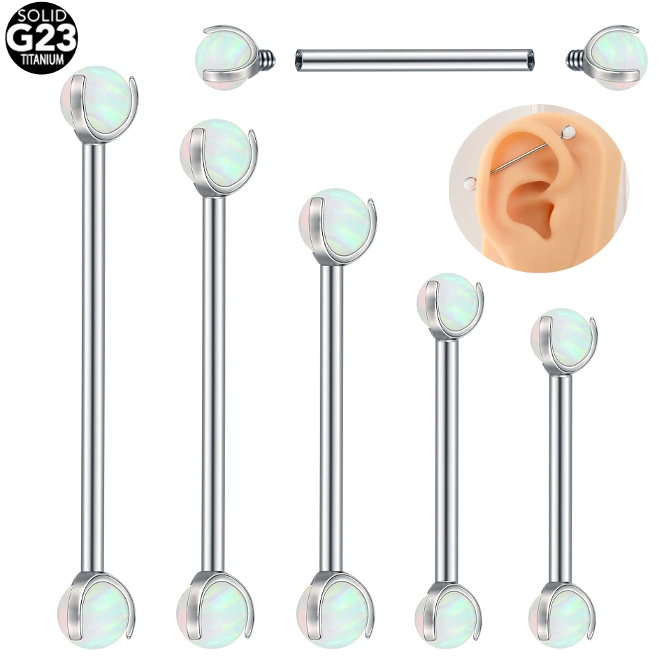 1Pc G23 Titanium Nipple Ring Industrial Barbell Piercing Internal Thread Tongue Piercing Ring Helix Cartilage Earring for Women