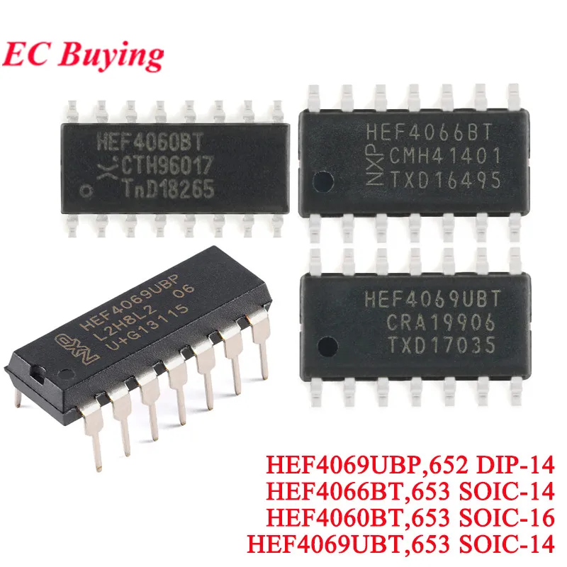 10Pcs/1pc HEF4069UBP HEF4060BT HEF4066BT HEF4069UBT HEF4069UBP, 652 DIP-14 SOIC-16 SOIC-14 6-Channel 3V to 15V Inverter IC Chip