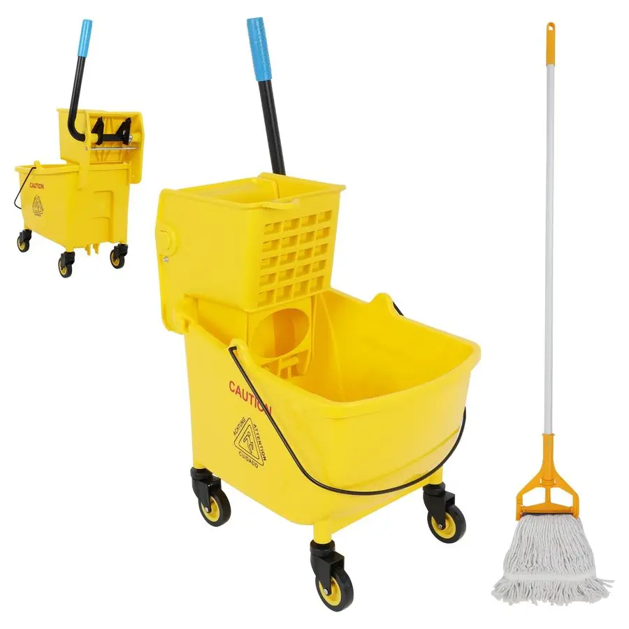 

Commercial Mop Bucket with Wringer, 35 Quart Industrial Mop Bucket with Commercial Mop, No Need to Change Water Frequently, Mop