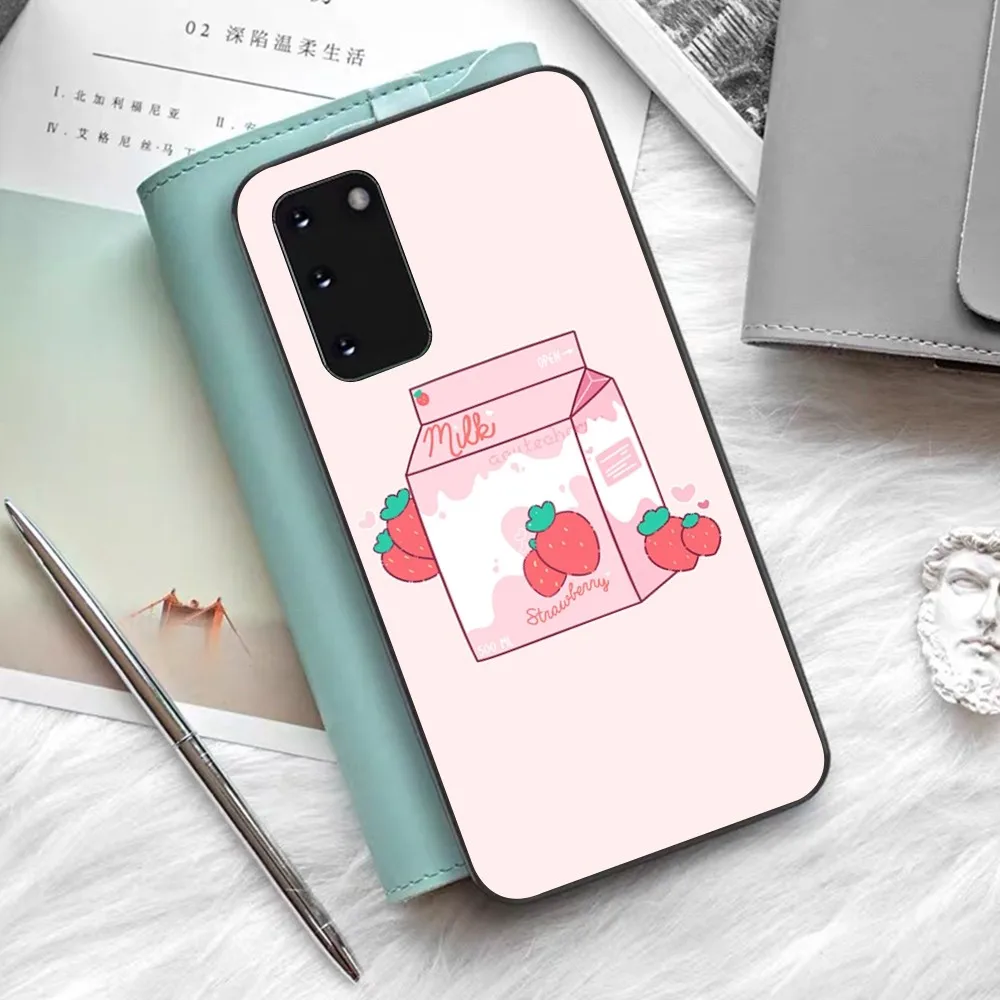 Strawberry Milk Phone Case For Samsung S 9 10 20 21 22 23 30 23plus lite Ultra FE S10lite Fundas