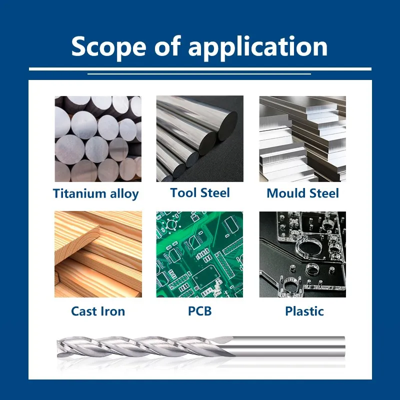 HAMPTON 3 Flute Flat End Mill 3.175 4 6mm Shank CNC Milling Cutter Carbide Router Bit for Woodworking Endmill