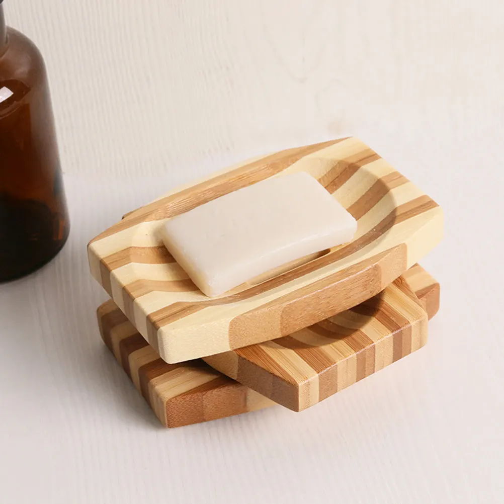 

1Pcs Bamboo Soap Box Wood Soap Tray Hollow Design Drainage Holder for Bathroom Shower Kitchen Counter Use