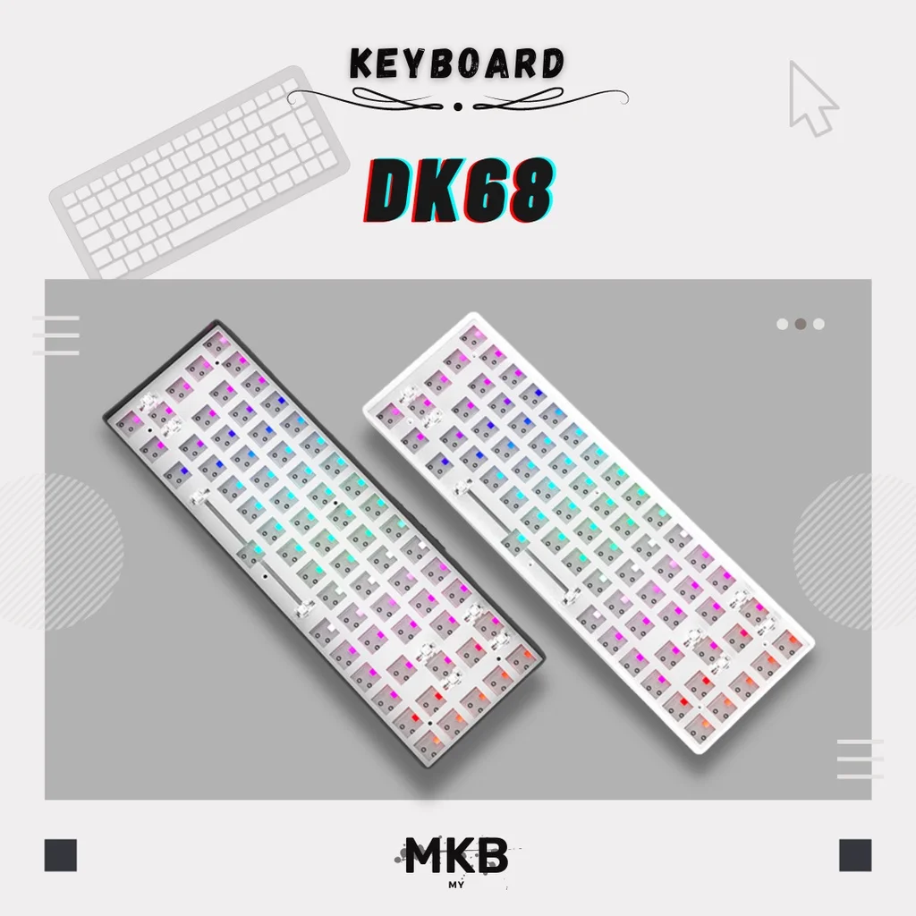 DK68-Kit de teclado mecánico 65%, dispositivo de intercambio en caliente, RGB, trimodo, 2,4 Ghz, Bluetooth, tipo C, silicona, disponible