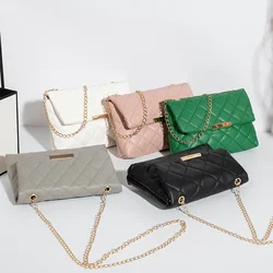 New Fashion Women Shoulder Bag Rhombus Embroidered Solid Color Chain Crossbody Bag Casual Handbag Ladies Trendy Clutch Phone Bag