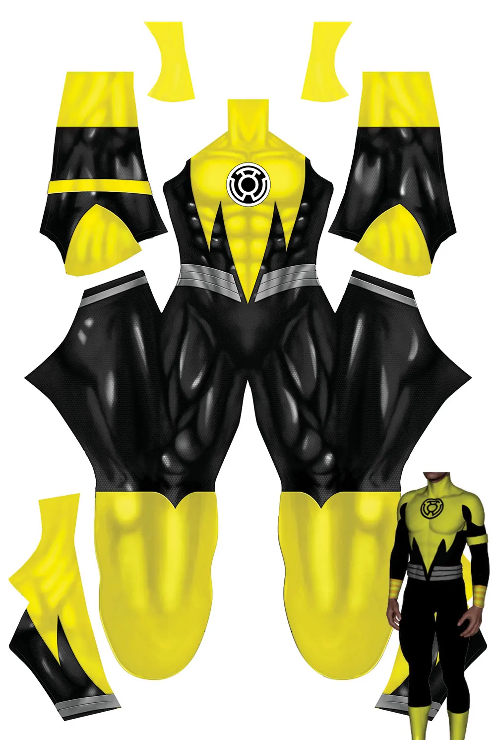 Halloween Adult Men Kids Yellow Lantern Cosplay Costume Superhero Bodysuit Zentai Party Jumpsuit