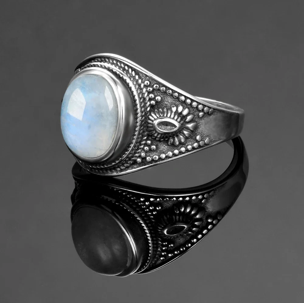 Nasiya Natural Moonstone S925 Silver Jewelry Rings Men For Women Party Weeding Anniversary Engagement Gifts Fine Jewelry