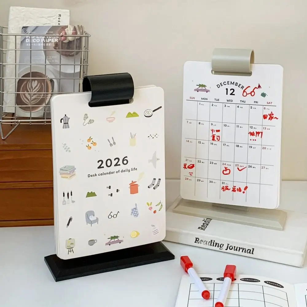 

Cartoon 2026 Desk Calendar Page Flipping Paper Cartoon Desk Planner Date Display Daily Check-in Plan 2026 Cute Student Calendar