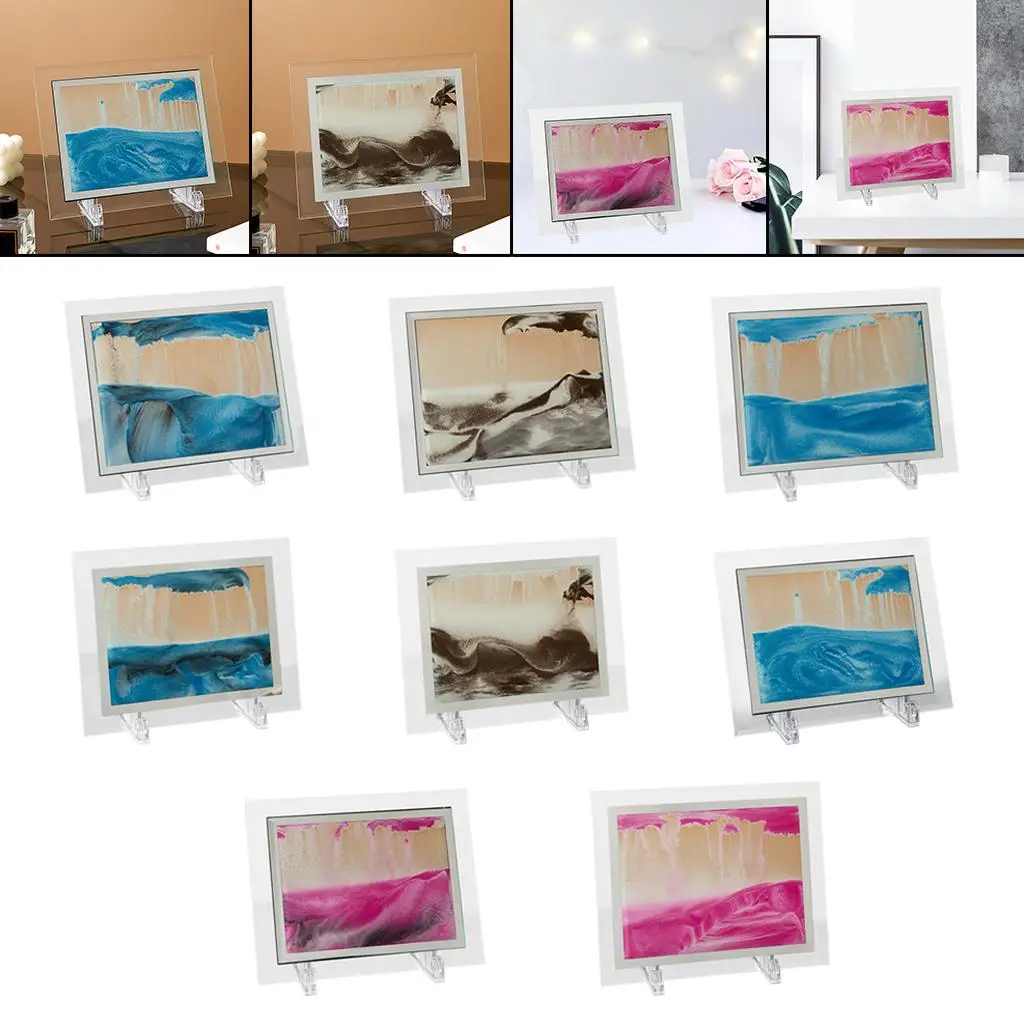 Dynamic Sand Picture Moving Sands Art Frame Desktop Liquid Glass Picture With Bubbles for And Relief suitable for home decor