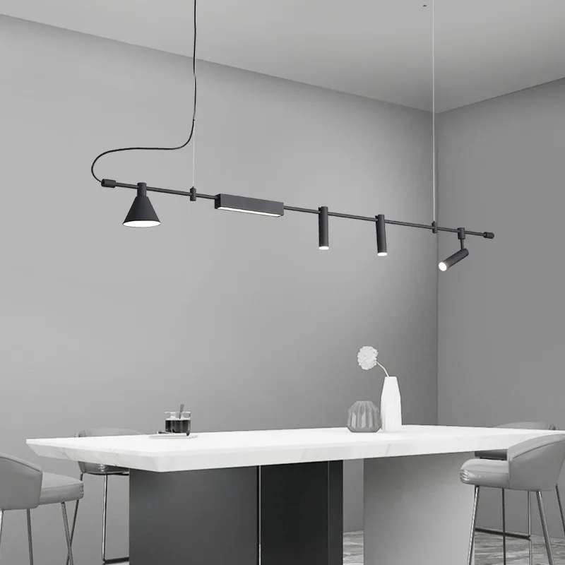

Modern LED Pendant Lights Black Long Strip Hanging Chandeliers Designer Lighting Dining Room Restaurant Bar Kitchen Decor Lustre