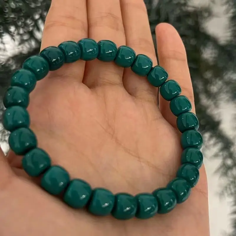 UMQ Raw Ore Jadified Blue Turquoise Collection Grade Old Single Circle Bracelet Beads Good Luck Gift for Girlfriend