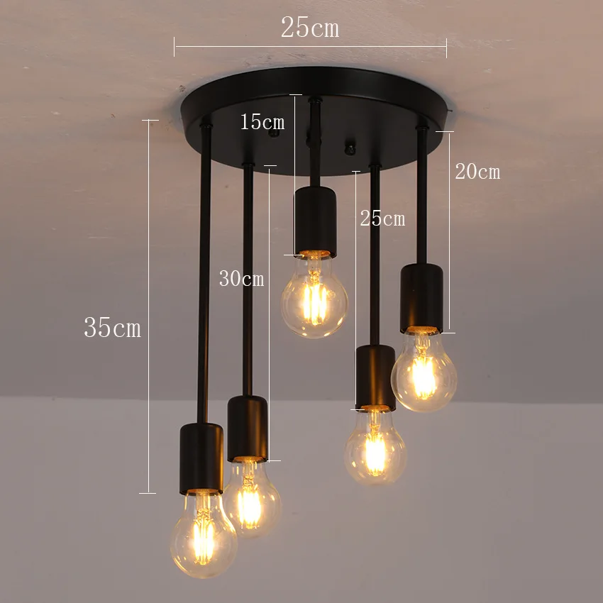 Ceiling Light Fixture Retro Vintage Ceiling Lamp Black Metal for Hallway Entryway Bedroom Balcony Dining Room