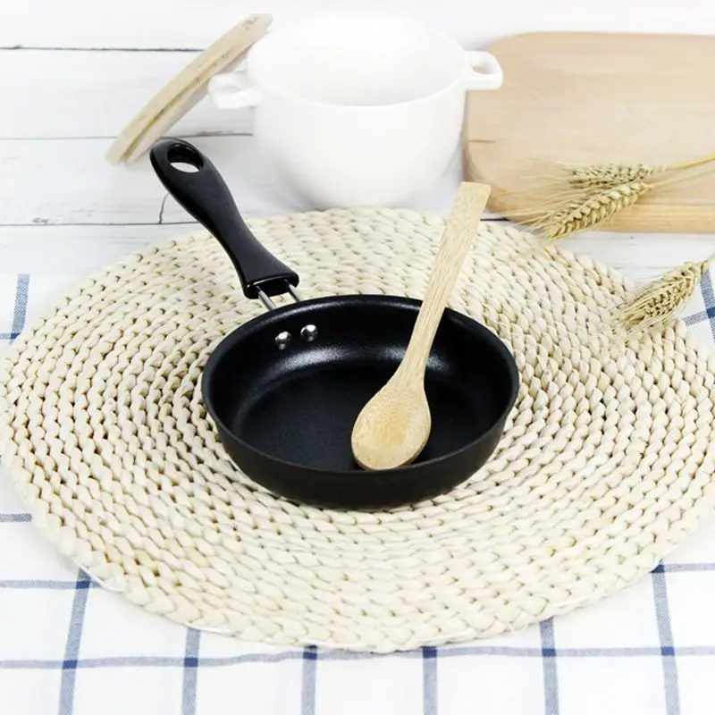 KX4B Mini Cooking Pan Non-Stick Iron Frying Pan for DuPont Coating Portable Long Hand