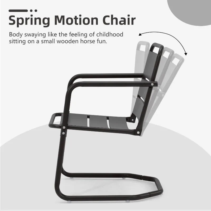 HOME.مجموعة كراسي الفناء مكونة من 2، مجموعة أثاث الفناء الصغيرة - كرسيين معدنيين للربيع على شكل حرف C، مجموعة بيسترو خارجية للشرفة، أمامي P