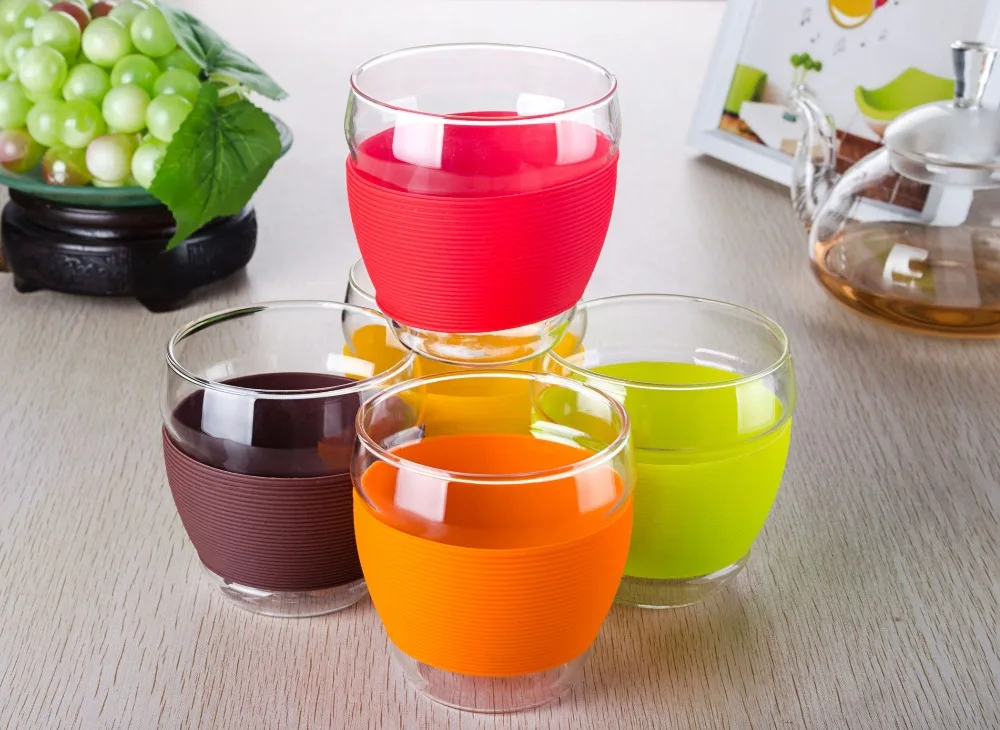 

1x 300ml Multicolor Sweet Style Heat-Resisting Clear Glass Tea Drink Cups Mugs