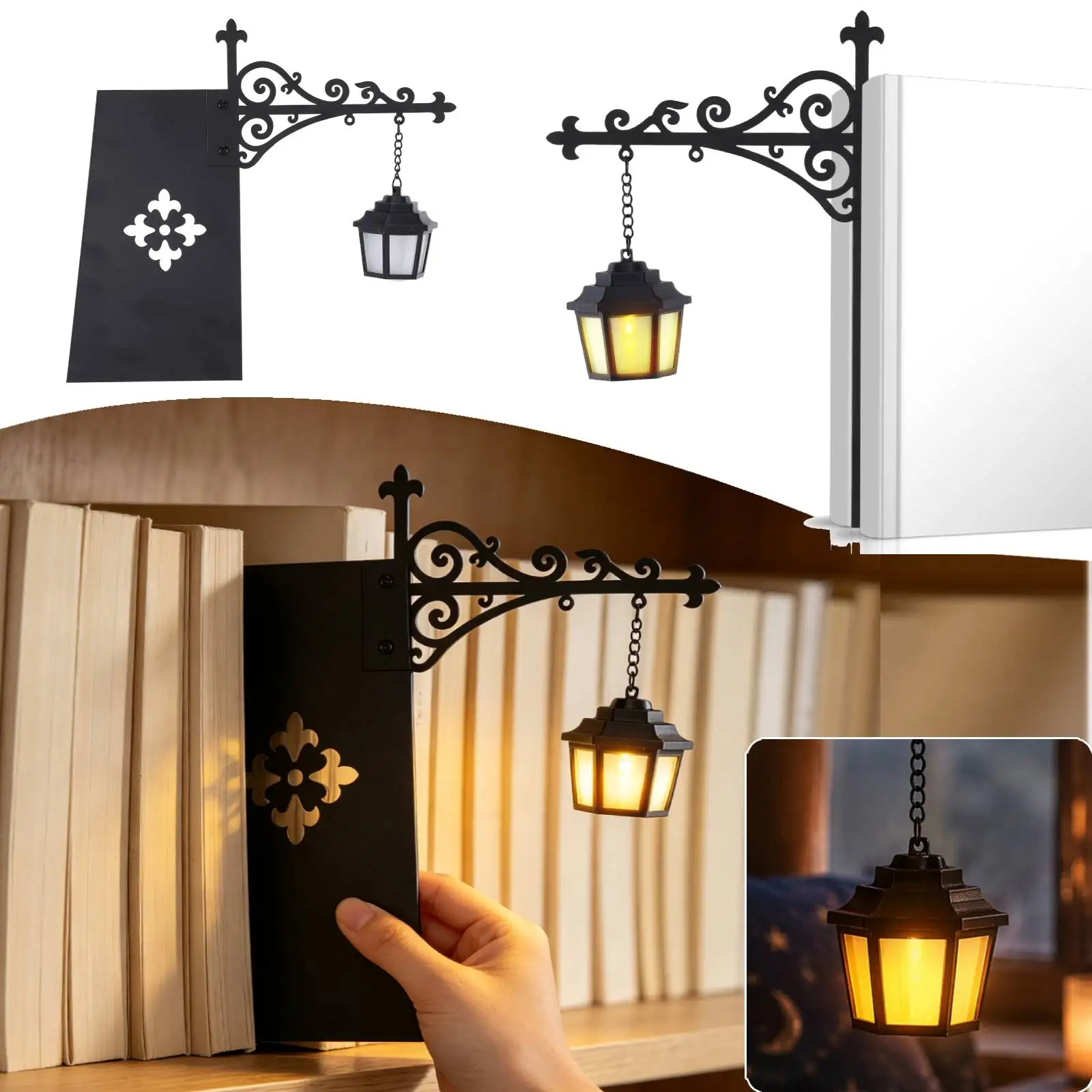 Magic Library Lantern Multifunctional Decorative Bookshelf Lighting Vintage Bookcase Lamp for Studious Home Room Ornament