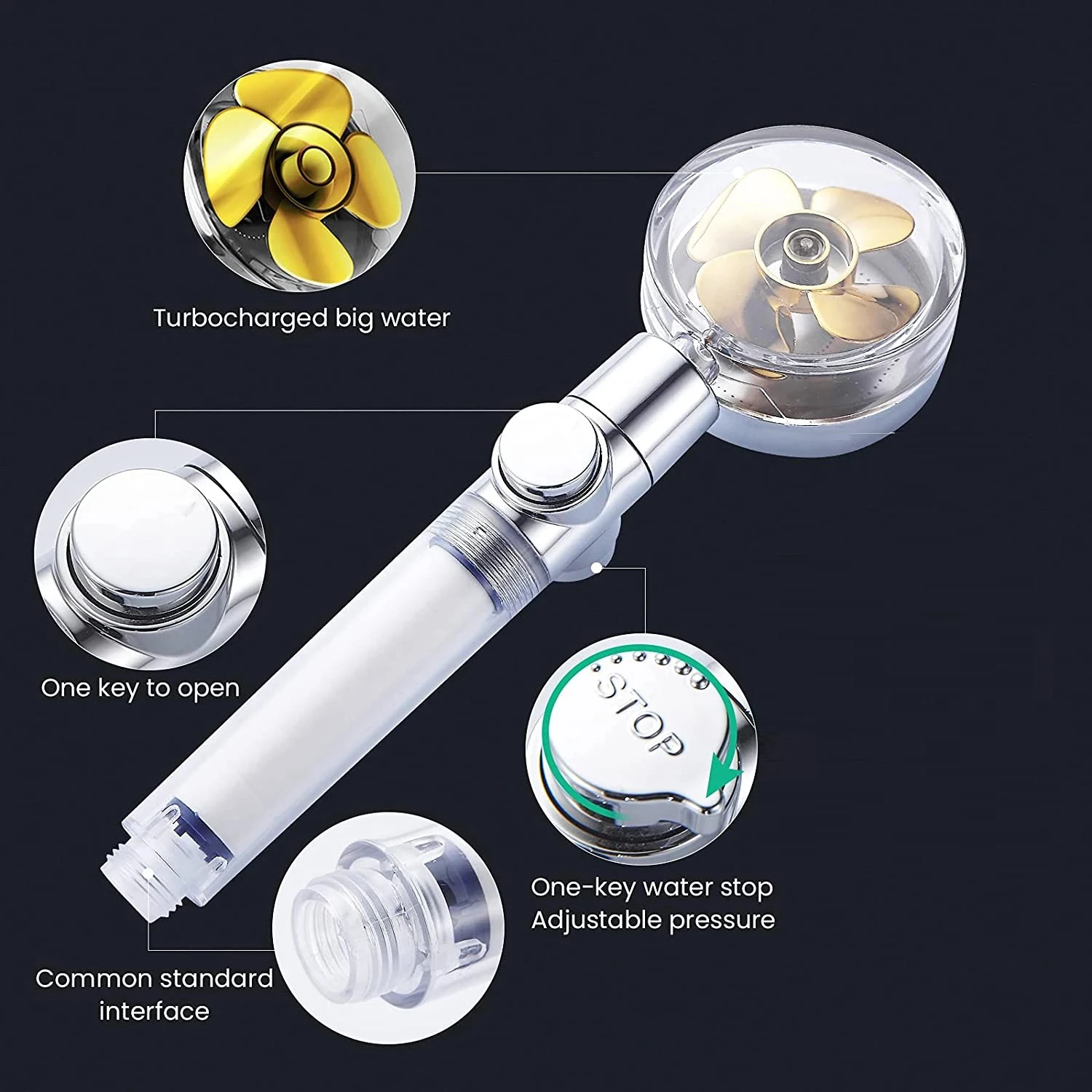 Головка для душа ванной, ручная Лейка с датчиком температуры и фильтром, 3 цветов, насадка для душа высокого давления