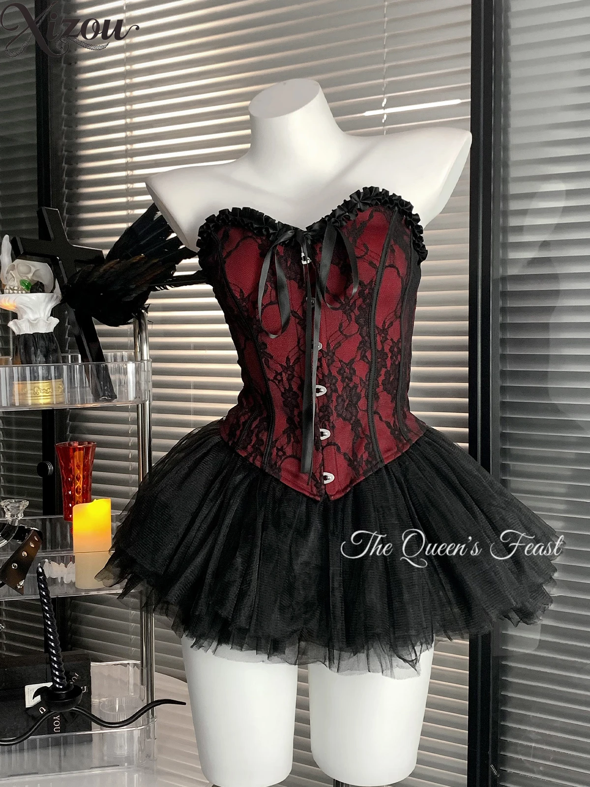 

Fishbone Vest Top with Skirt Set Subculture Punk Style Fashion Y2k Suit Fashion Summer Two Piece Sets Womens Outifits