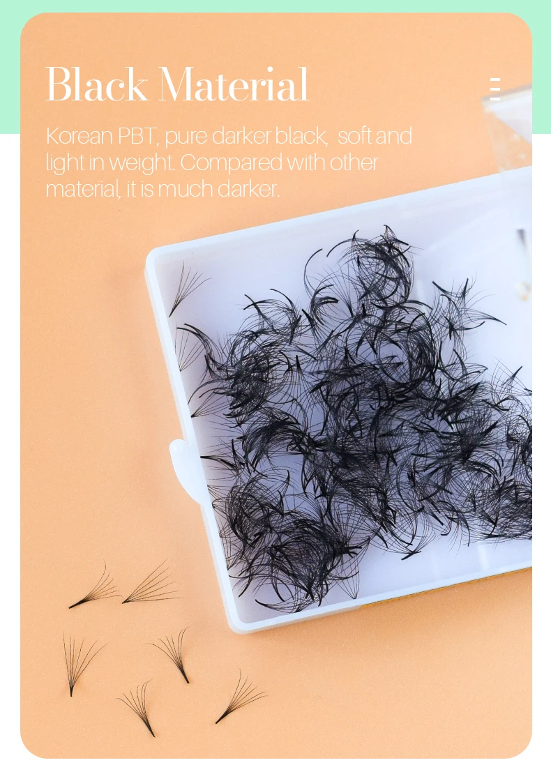 NEW Song Lashes Promade Fans Pointy Base Loose Fans Sharp Thin Root Korea PBT Material 500 Fans