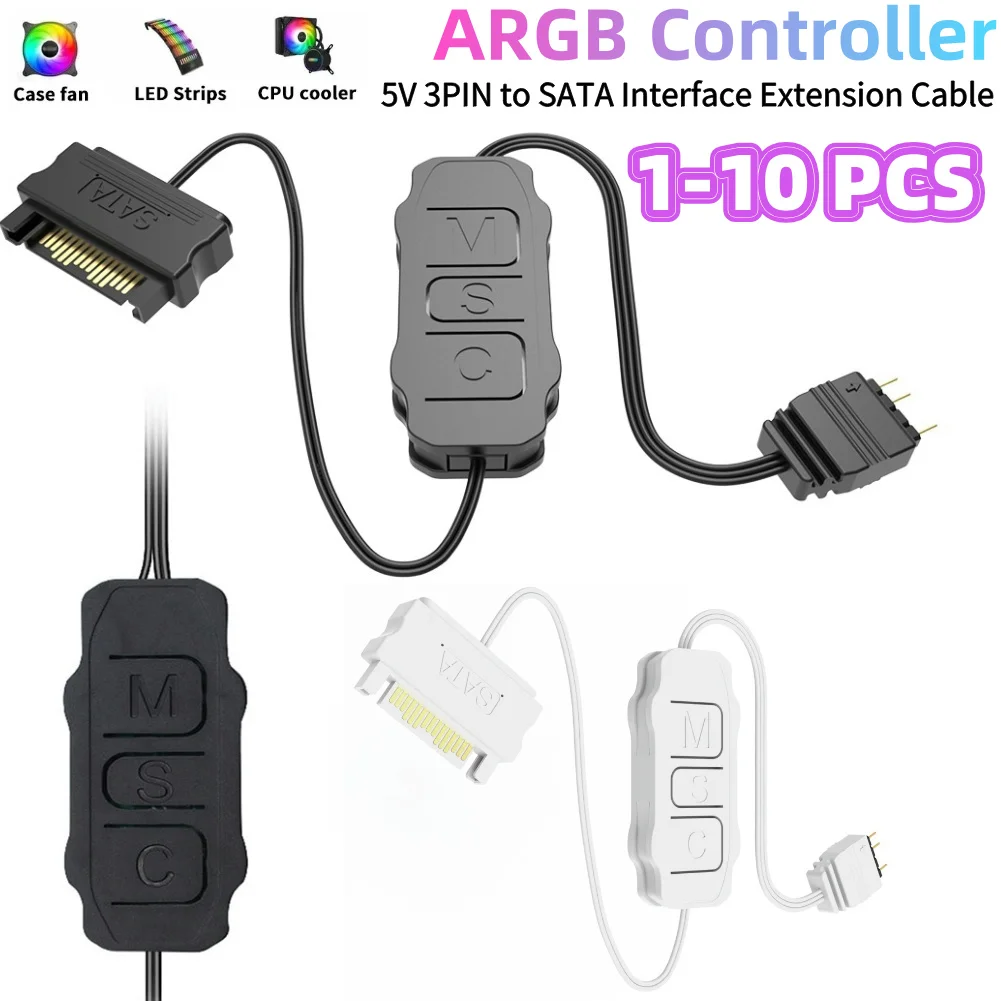 5V 3PIN ARGB Controller ARGB 5V 3PIN To SATA Interface Extension Cable RGB Sync Controller Cable