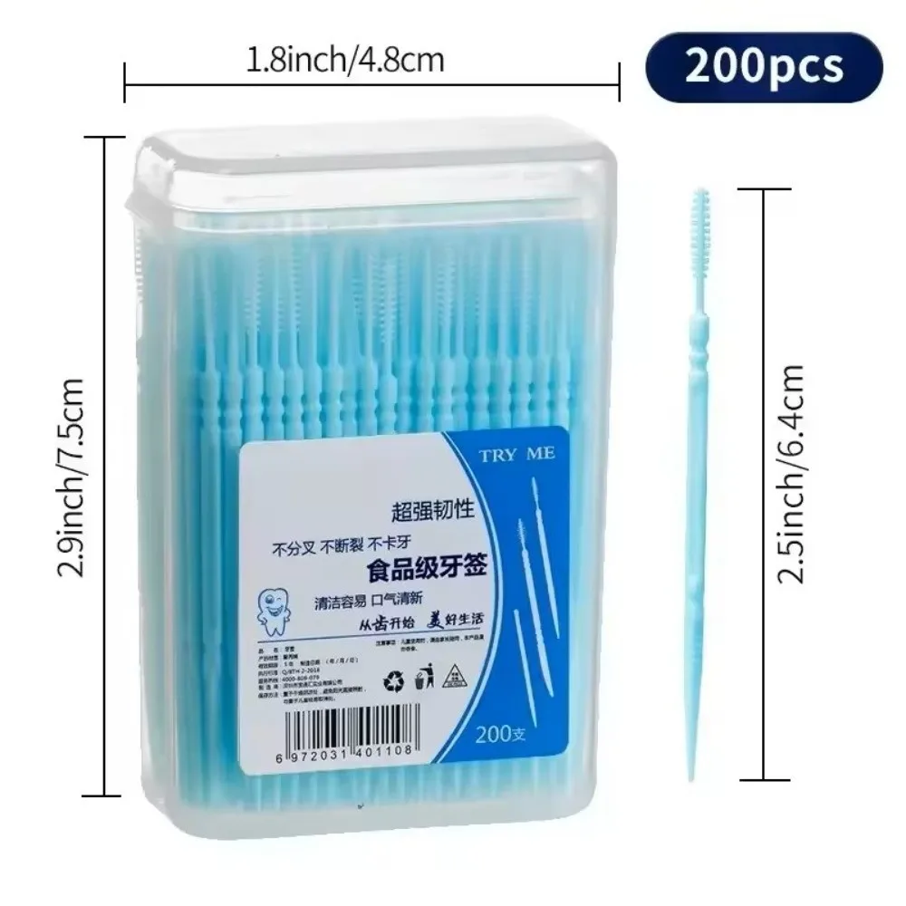 200Pieces/Box High Quality Double Head Toothpick Ultra Fine Portable Disposable Flosser Teeth Care Sticks Oral Cleaning