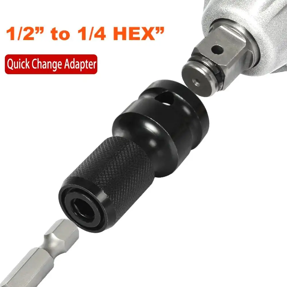 Cabezal convertidor de llave eléctrica, llave convertidora Hexagonal de 1/2 a 1/4, adaptador de enchufe de impacto, accesorios eléctricos