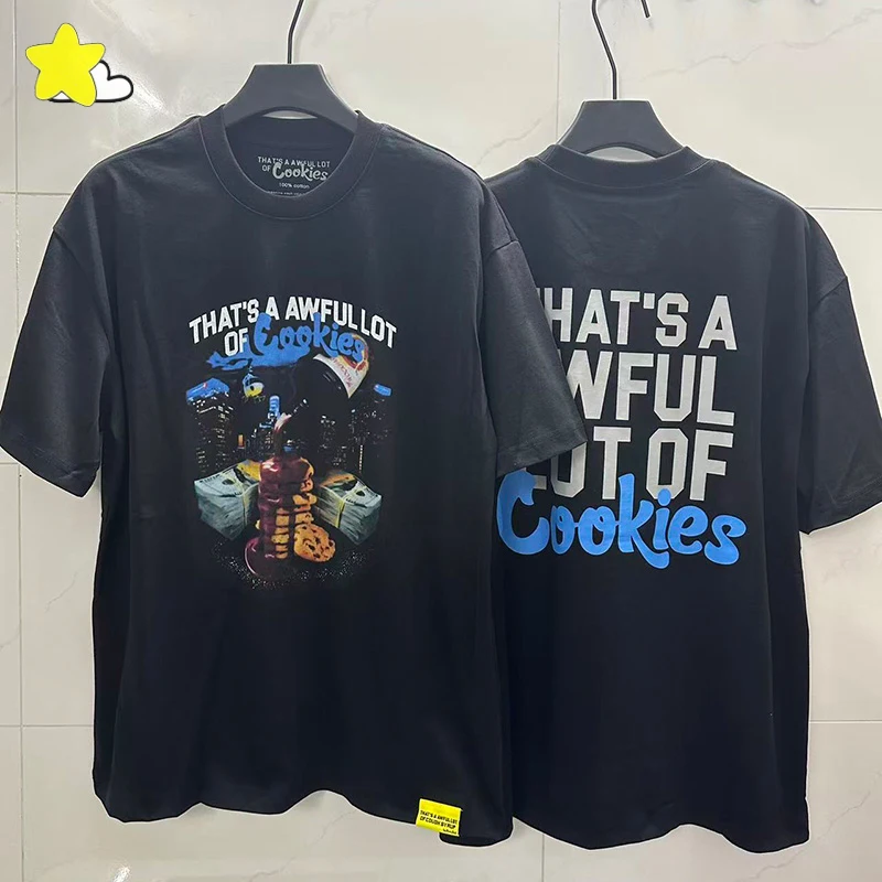 

2025 Summer Best Quality Cotton Oversized Tee Tops Cookies Graphics Print THAT'S A AWFUL LOT OF COUGH SYRUP T Shirt With Tags