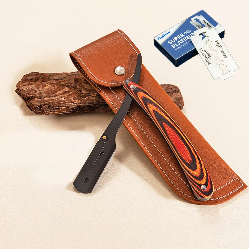 3 cores barbeiro navalha manual profissional barbeador borda reta plásticos navalha de aço inoxidável dobrável barbeador cortador barba