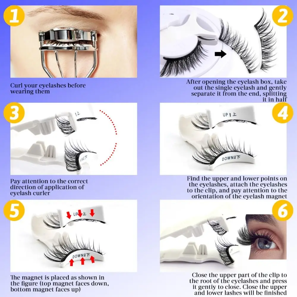 Reusable Magnetic Eyelashes Winged Long-Lasting Magnetic 3D Mink Lashes No Glue Needed False Eyelashes with Tweezer Eye Makeup