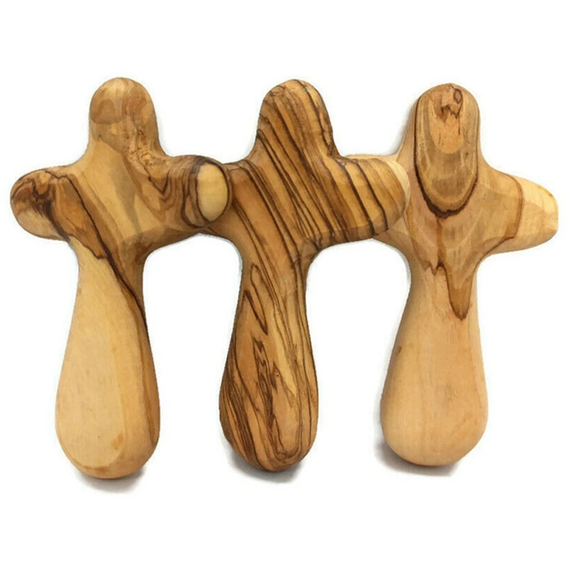 10PCS Small Olive Wood Crosses, Holding Crosses Portable Prayer Crosses