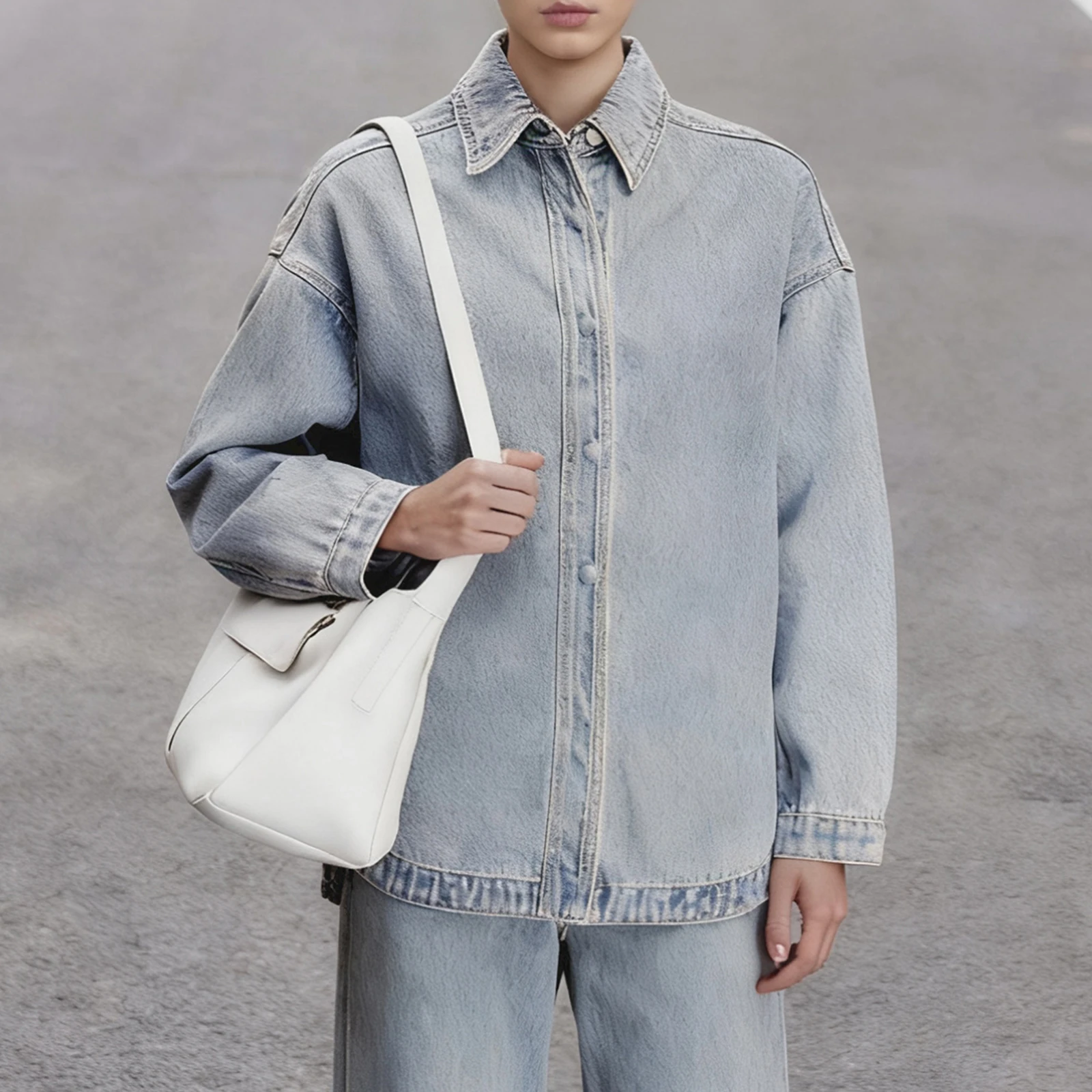 

Luxury Women’s Button Down Denim Shirts Long Sleeve Solid Color Loose Jean Tops Fall Blouse