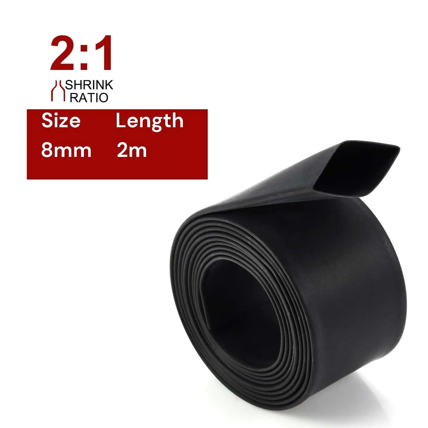 2m Polyolefin Heat Shrink Tubing 5/16 (8mm) 2:1 Ratio - Durable Shrink Sleeve Wrap for Electrical Insulation