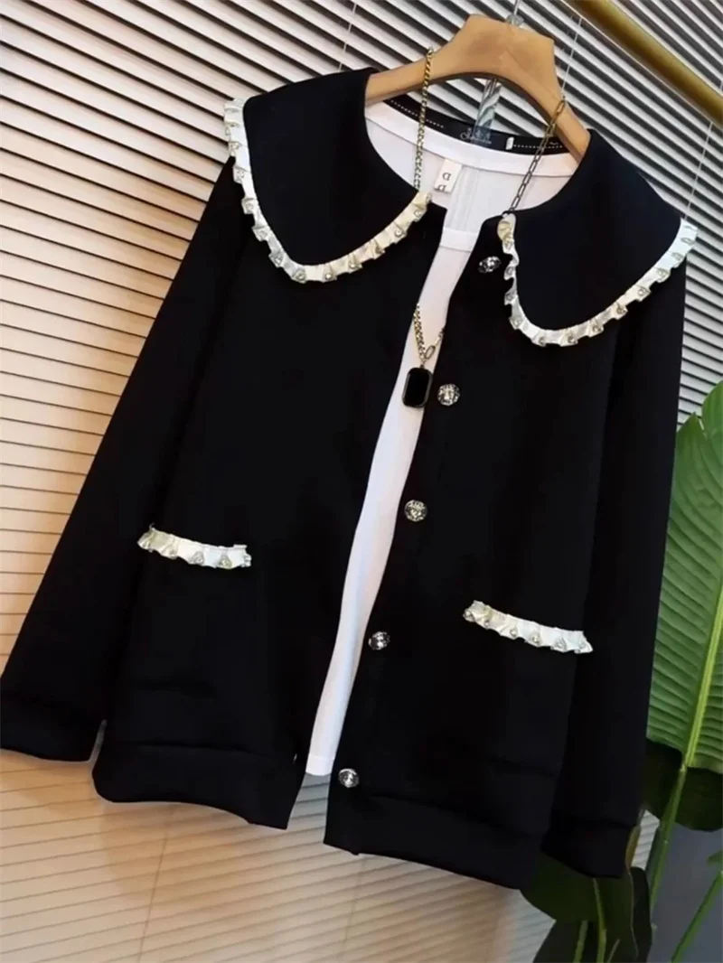 Women's Coat	Women's Jacket Extra Large Size 300 kg fat MM Loose Doll Collar Coat Women's Autumn and Winter Casual Cardigan Coat