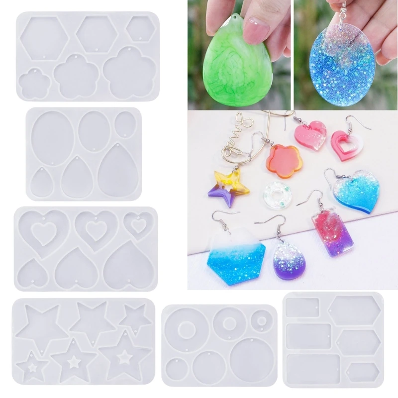 Earrings Pendant Silicone Mold Epoxy Resin Jewelry Making Molds Heart Star Drop DIY Charms Pendant Mould Creative Jewelry Crafts