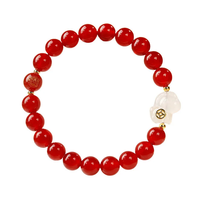 

Natural Red Agate Bracelet for Women Summer Fresh Salt Pony Bracelet Chinese Zodiac Birth Buddha Lucky Bead Gifts